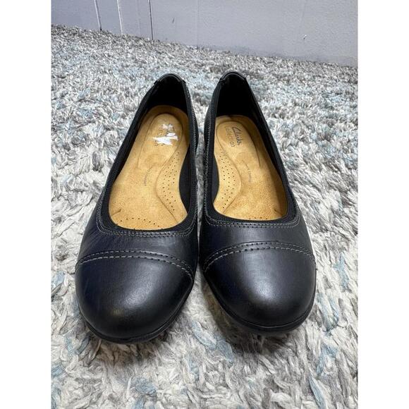 Clarks Shoes Womens 8.5 Meadow Opal Ballet Flat Cap Toe Leather Comfort Sensible - Picture 7 of 10